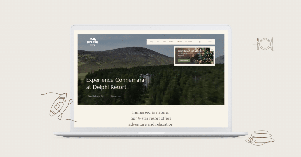 Delphi resort website preview on a laptop
