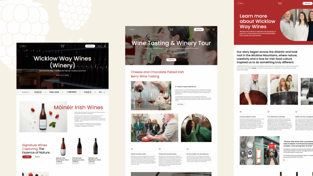 Website redesign for wicklow way wines